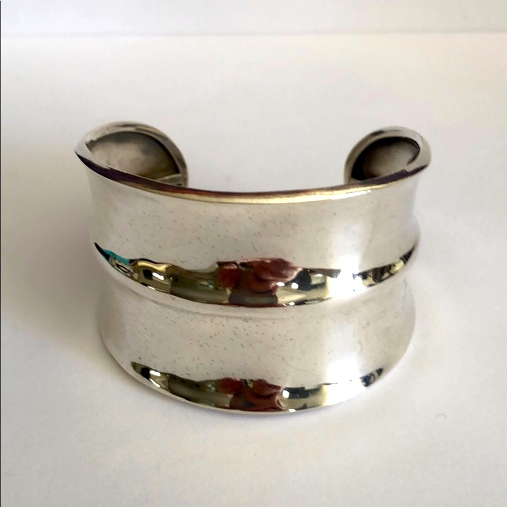 -Sterling Silver, Simple Cuff Bracelet, Mexico 925